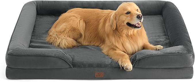 Bedsure XXL Orthopedic Dog Bed for Extra Large Dogs - Washable Giant Dog Cat Bed Waterproof, Comfort Dogs Couch Sofa with Washable Removable Cover, Pet Bed with Nonskid Bottom, Dark Grey, 52"-PawvioPets