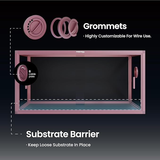 50 Gallon Bearded Dragon Tank, Reptile Enclosure for Easy Maintenance, Front Opening Reptile Tank with Top Screen Ventilation & Glass Sliding Door 36''x18''x18''-PawvioPets
