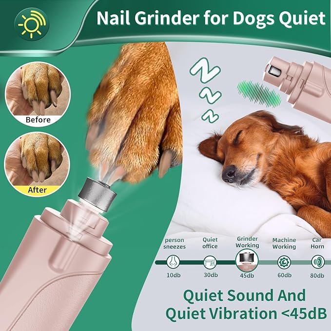 Dog Nail Clippers & Cat Nail Clipper with Catcher, 2 in 1 Dog Nail Trimmers & Grinder with Light for Large Small Dogs Cats,Silent Groom Pro Claw Trimmer, Rechargeable Dogs Nails Grinder Quiet-PawvioPets