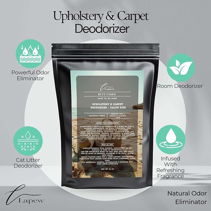 Butt Naked Carpet Freshener Powder Refill 36 oz | Powerful Odor Eliminator for Home | Upholstery Deodorizer | Carpet Deodorizer | Pet Urine | Cat Litter Box-PawvioPets