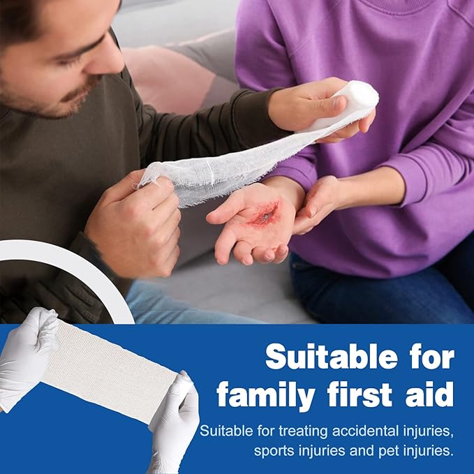 AZEN 12 Pack Gauze Rolls Bandages, 4 in x 4.1 Yards, Premium Medical Supplies & First Aid Supplies, Bandage Wrap Vet Wrap, Mummy Wraps-PawvioPets