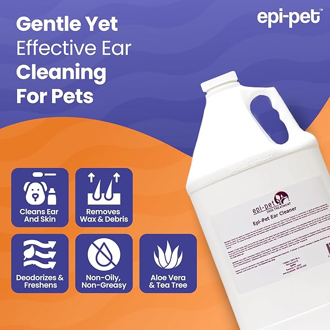 Dog & Cat Ear Cleaner Solution with Aloe Vera & Tea Tree Oil – Removes Itchy Ear Wax, Debris, Odor – Ears Wash, Drops & Flush for Pets, Dog Ears Cleaning, Cat Cleaner, 16 oz- 4 Gallons-PawvioPets