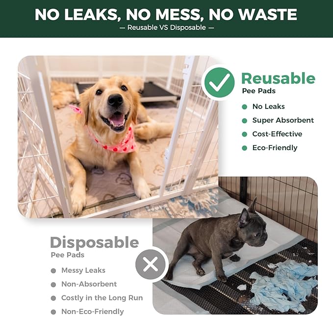 FXW Washable Pee Pads for Dogs, Puppy Pads with Super Absorbent, Specifically Designed for Potty Training, Square, 39" x 39", 2 Packs-PawvioPets