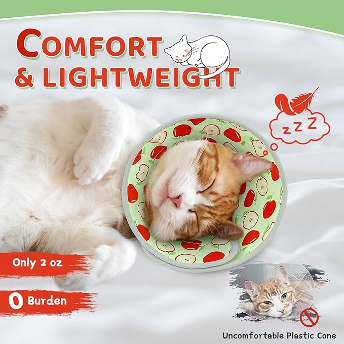 Cat Cone Collar Soft to Stop Licking, Adjustable, Foldable Lightweight Kitten Cones After Surgery Recovery for Cats & Kittens, Cat Cone Alternative (AppleRed, S)-PawvioPets