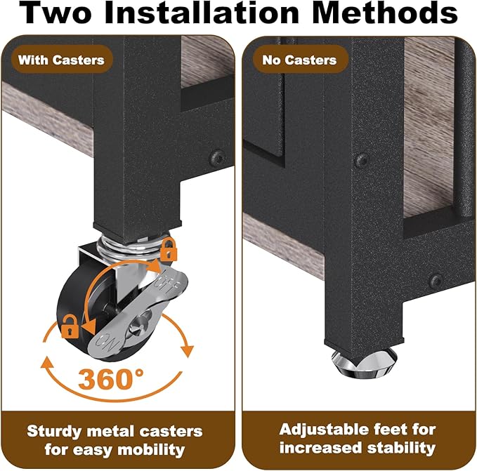 EasyCom 48"/42"/33" XXL Dog Crate Furniture with Casters, Heavy Duty Dog Kennel Indoor for Large Dogs, Escape-Proof and Chew-Proof Dog Cage for high Anxiety Dog, Decorate House as TV Stand, End Table-PawvioPets