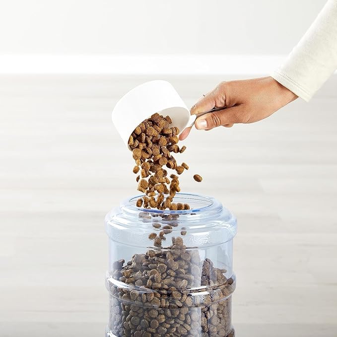 Amazon Basics Gravity Pet Food Feeder for Dogs and Cats, Small, 6-Pound Capacity, Gray-PawvioPets