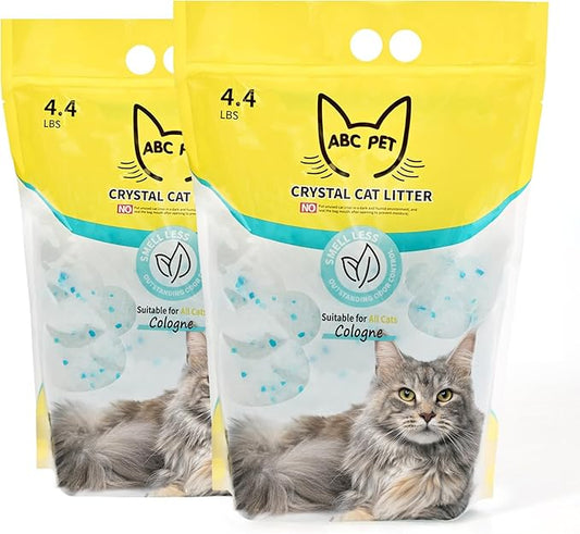 Cat Litter Crystals No Clumping Odor Control Kitty Litter Non-Clumping No scooping Low Dust, Low Tracking, Dehydrates Waste Cologne- 8.6 lbs (2 x 4.3 lb Packs)-PawvioPets