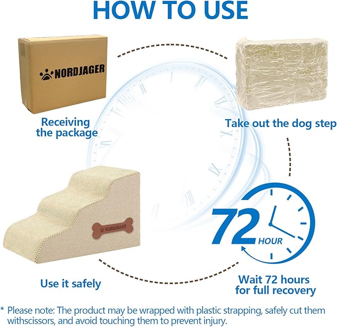 Dog Stairs 4 Steps for Small Dogs and Cats to Get on High Beds, Couch or Car, Pets Can Climb, Sit, Lie Down or Perch to Look Out Windows on The Spliceable Ramp, Provides Support, Beige（19" H）-PawvioPets