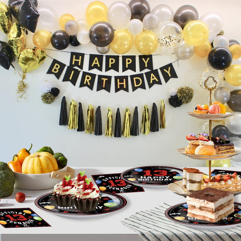 40Pcs 13th Birthday Decorations Officially a Teenager Party Decorations for Boys 13th Birthday Plates and Napkins, Suitable for 20 Guests