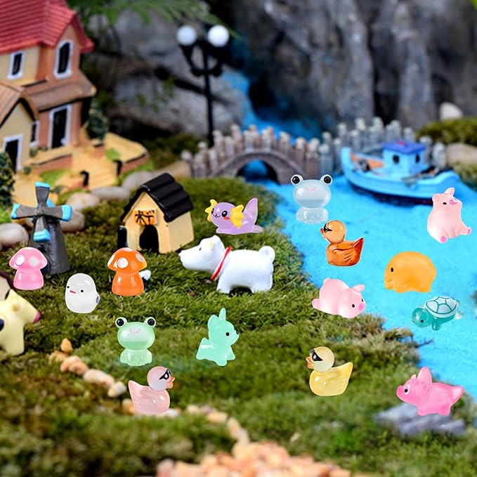 200 Pcs Mini Resin Animals Kit Accessories Variety Pack Glow Animal Figurines Resin Mini Ducks Figurines Accessories for Variety Pack for Garden Micro Landscape Aquarium Potted Dollhouse Decor-PawvioPets