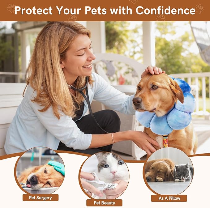 Cat Cone Collar Soft, Adjustable Cats Protective Neck Recovery Collar After Surgery-PawvioPets