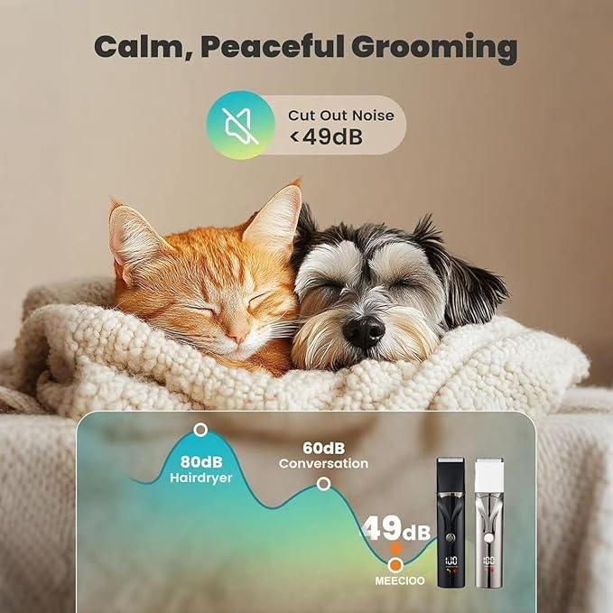 Dog Grooming Kit with LCD Display, 4 in 1 Dog Hair Trimmer for Paw Nail Grinder, Rechargeable Cordless Pet Cat Clippers, Professional Pet Paw Trimmer Nail Grinder Low Noise. Black-PawvioPets