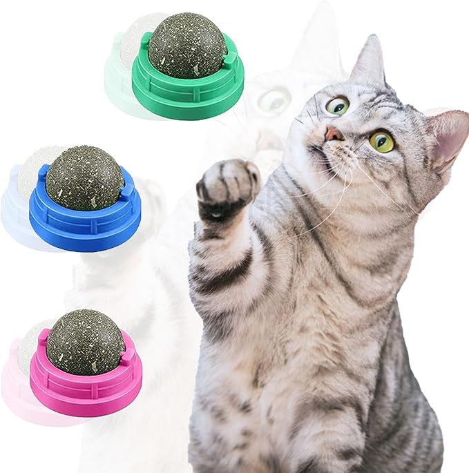GATITOS Catnip Balls 1 Pcs, Catnip Ball for Cats Wall, Safe Healthy Kitten Chew Toys, Teeth Cleaning Dental Wall Treats, Edible Cats Lick Kitten Chew-PawvioPets