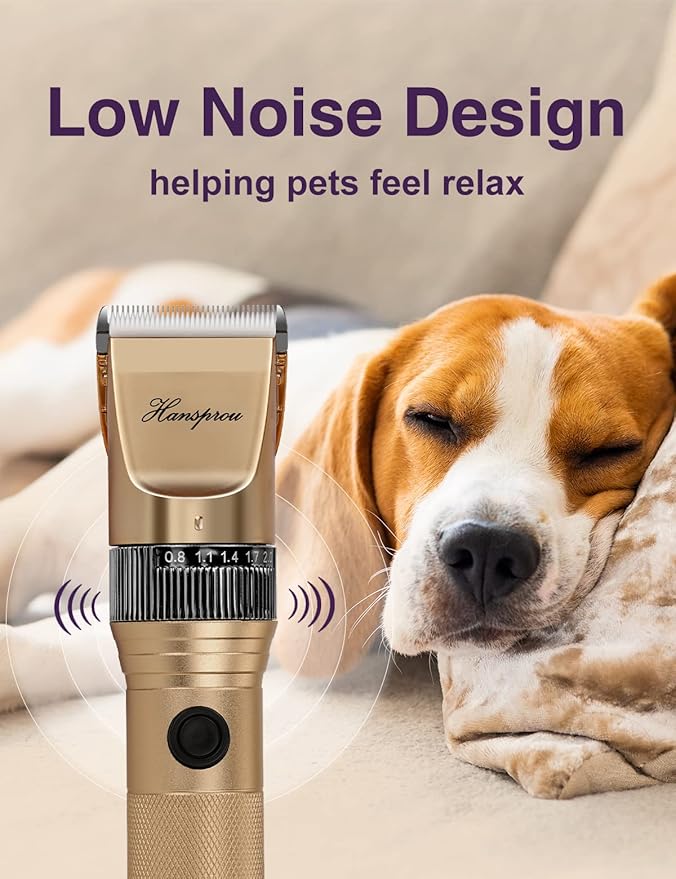 Dog Grooming Clippers, Professional Dog Clipper for Thick Coat 12V Plug-in Pet Trimmer High Power Pet Clippers Low Noise with Guard Combs Brush for Dogs Cats and Other Animal-PawvioPets