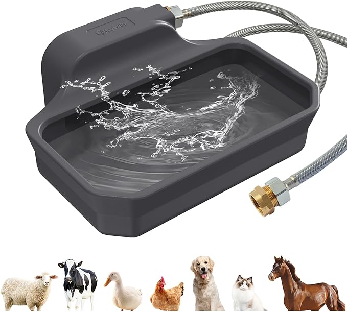 135OZ Automatic Water Dispenser for Large Dogs Patented Outdoor Dog Water Bowl Dispenser Automatic Dog Feeder Fit 3/4'' GHT Faucet Dog Waterer Include Water Hose Extra-Large Drinking Area-PawvioPets