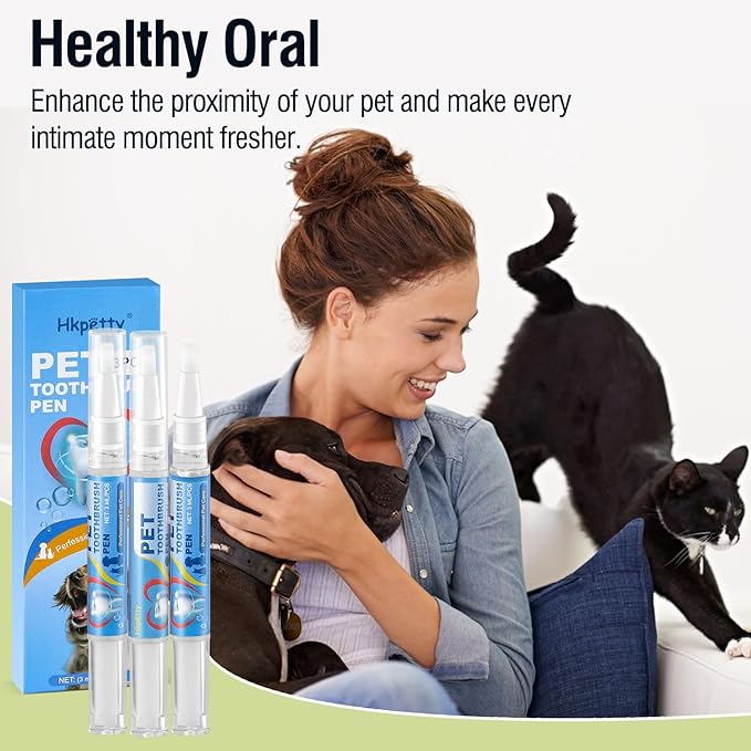 3PCS Pet Toothbrush Pen,Teeth Brightening Pen for Dog-Pet Dog/Cat Teeth Cleaning Pen for Dental Care,Dogs Cats Natural Plants Tartar Remover Tool-PawvioPets