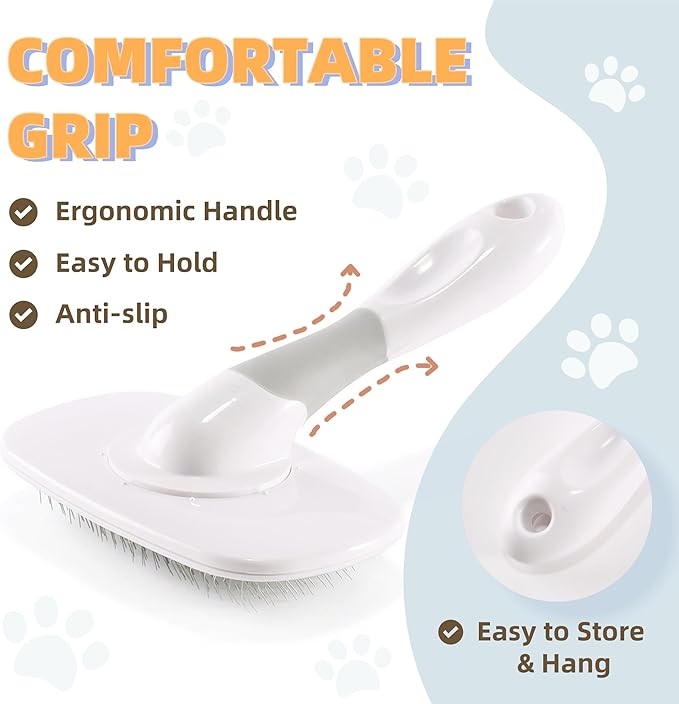 360°Rotating Dog and Cat Brush with Soft Pins Gentle Slicker Brush for Small Dogs Puppies Yorkies Poodles Cats Removes Loose Fur-PawvioPets