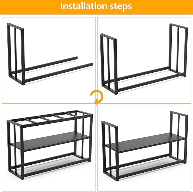 Akenow 55-75 Gallon Fish Tank Stand with Storage Shelf, 48.5 x14.9 x 29.2 Inch Aquarium Stand, Turtle Tank, Reptile Terrariums and Breeder Tank Stand,980LBS Capacity, Black-PawvioPets