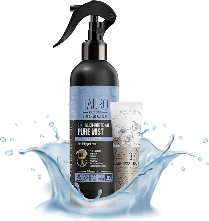 Clear Eyes Solution Set 6in1 Multi-Functional Pure Mist and Stainless Look Clay Mask - Tear Stain Remover, Eye Cleaner - Eye Care Ear Care Grooming Treatment for All Dogs and Cats Eyes-PawvioPets