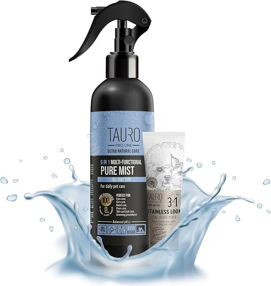 Clear Eyes Solution Set 6in1 Multi-Functional Pure Mist and Stainless Look Clay Mask - Tear Stain Remover, Eye Cleaner - Eye Care Ear Care Grooming Treatment for All Dogs and Cats Eyes-PawvioPets