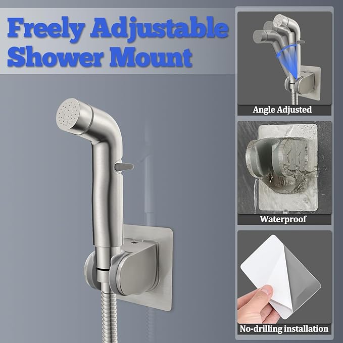 Dog Shower Attachment Metal, YDmeet Pet Shower Attachment for Fast and Clean Pet Bathing and Dog Washing, Brass Shower diverter, Adjustable Pet Shower Sprayer, 8 ft Hose and Shower Holder, Brushed-PawvioPets