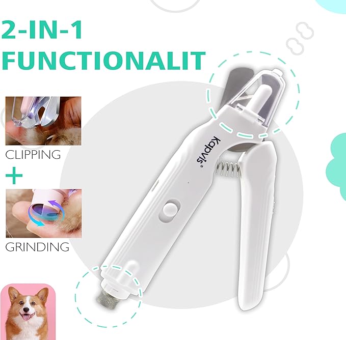 2-in-1 Dog & Cat Nail Clipper and Grinder,LED Lights & Safety Guard for Large Medium Small Dogs Cats Claw Trimmer,Claw Grooming Tool for for Cats and Small Dogs-PawvioPets