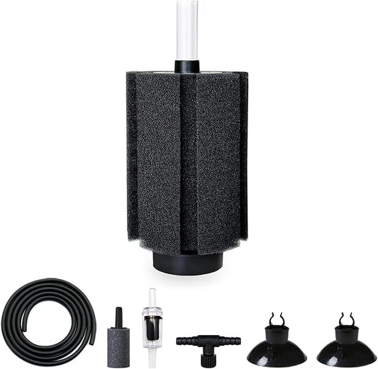 Aquarium Large Sponge Filter 80-90 Gal with Air Stone and Bio Ceramic Media, Quiet Sponge Filter for Fry, Betta, Shrimp Aquarium Fish Tank-PawvioPets