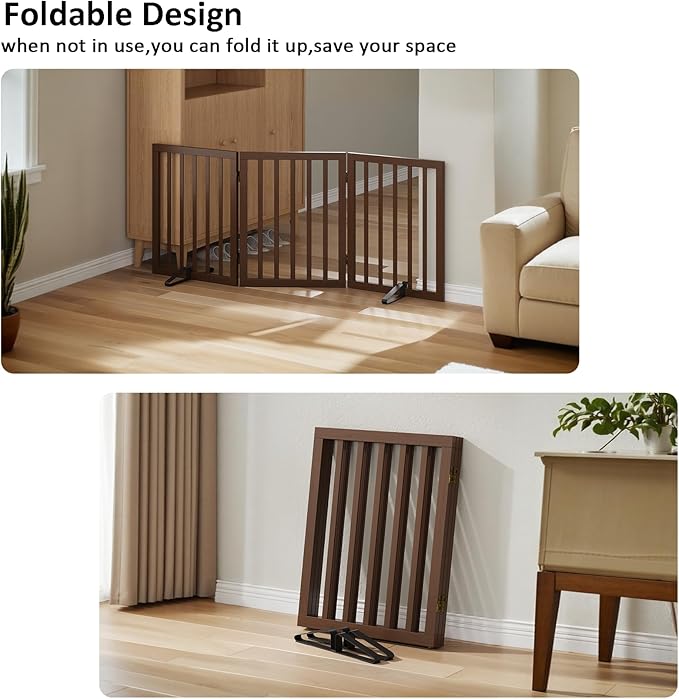 Dog Gate for Stairs,Foldable Dog Gate for Indoor Doorways House,Freestanding Pet Gates for Dogs,Doogie Puppy Fence Gate-PawvioPets