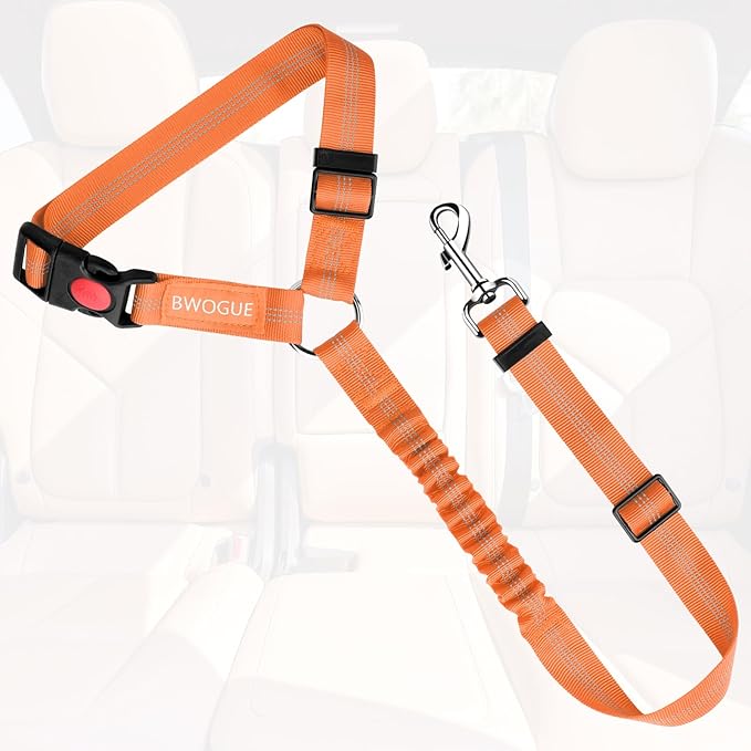BWOGUE Pet Dog Cat Seat Belts, Car Headrest Restraint Adjustable Safety Leads Vehicle Seatbelt Harness (1 Pack)-PawvioPets