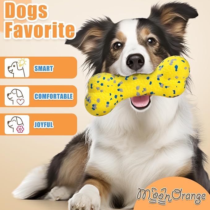 2Pcs Upgrade Bone Dog Balls+Rugby Dogs Toys for Aggressive Chewers, Indestructible Tennis Balls for Dogs (Blue+Yellow)-PawvioPets
