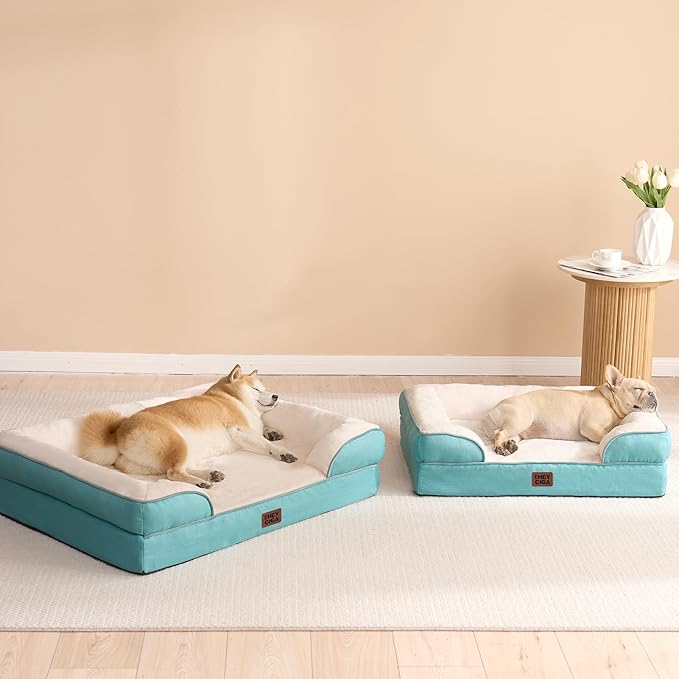 EHEYCIGA Orthopedic Dog Bed for Large Dogs, Waterproof Memory Foam, Turquoise Blue, 35"L x 22"W x 6.5"Th-PawvioPets
