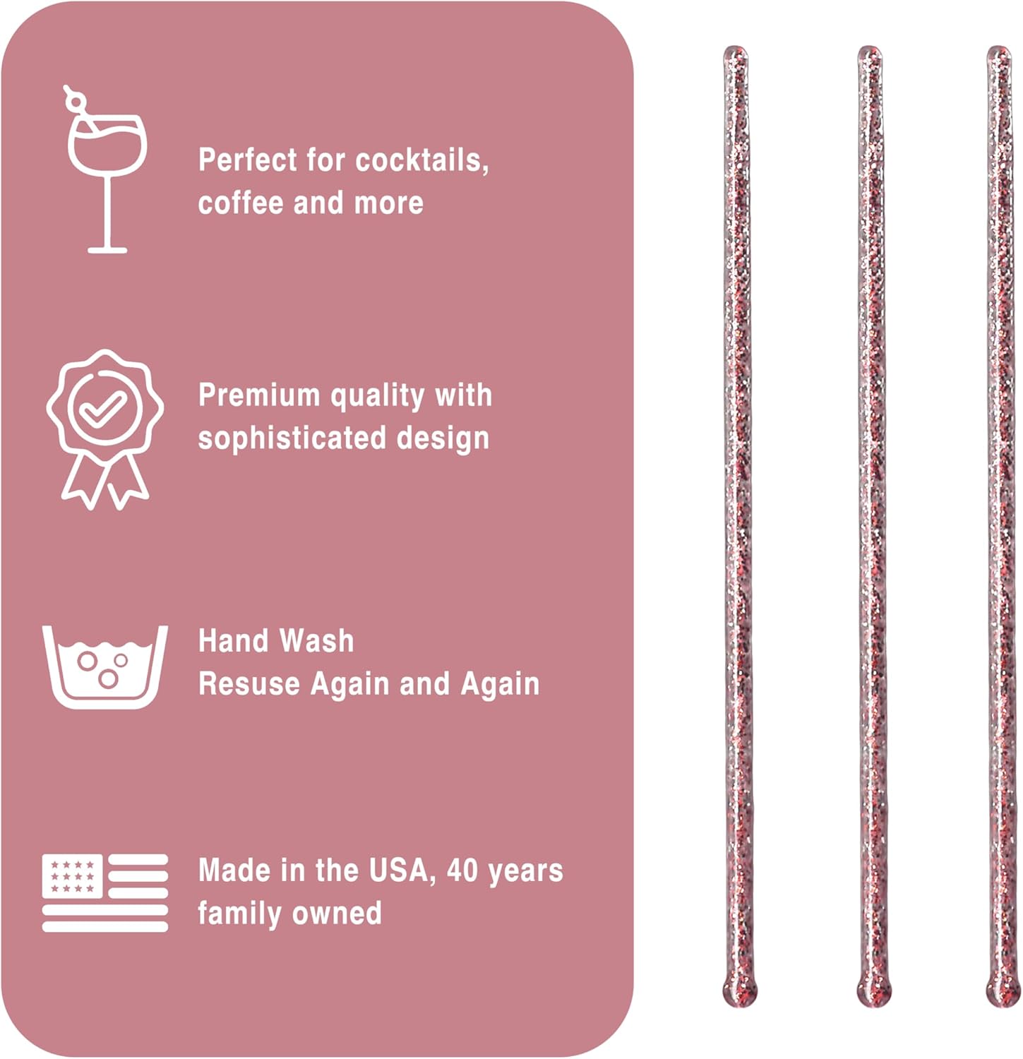 Coffee and Cocktail Stirrers, Reusable Plastic Drink Stirrer Sticks, 100 Ball Head Swizzle Sticks, Use as a Cocktail Garnish or Cake Pop Stick, and Restaurant Supplies, 6 inch (Pink)