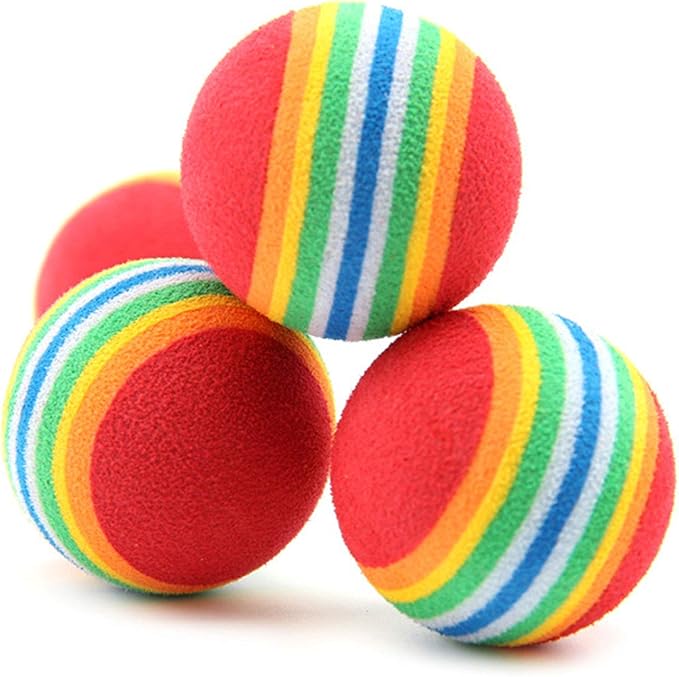 12 Pack Rainbow Cat Toy Balls Soft EVA Foam Interactive Indoor Kittens Favorite Toys 1.38" Dia. Small Dogs Puppies Toy Balls Bulk Activity Chase Quiet Play Sponge Ball-PawvioPets
