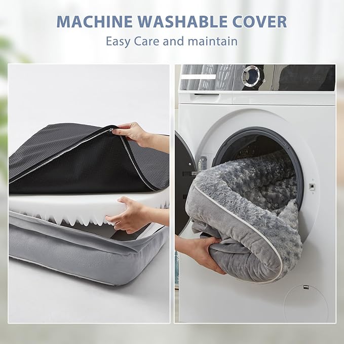 BFPETHOME Orthopedic Dog Bed for Extra Large Dogs-Big Waterproof Sofa Dog Bed with Removable Washable Cover, Large Pet Bed with Waterproof Lining and Nonskid Bottom,Pet Bed for Large Dogs, Grey-PawvioPets