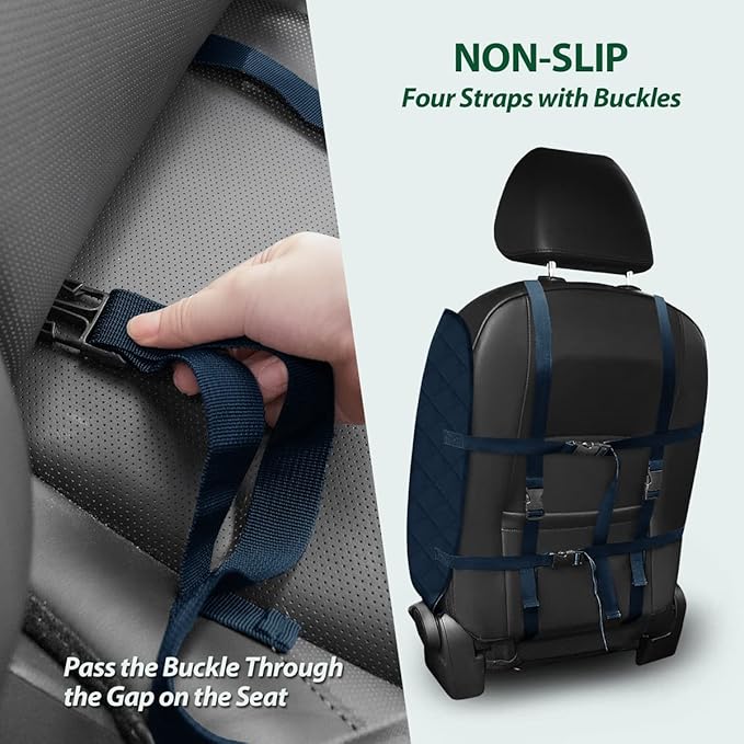 Dog Car Front Seat Cover with Side Flaps & Buckle Straps for Pet, 100% Waterproof 600D Oxford Single Seat Protector Heavy Duty Quilted Scratch Proof, Universal Size for SUV Truck, Blue-PawvioPets