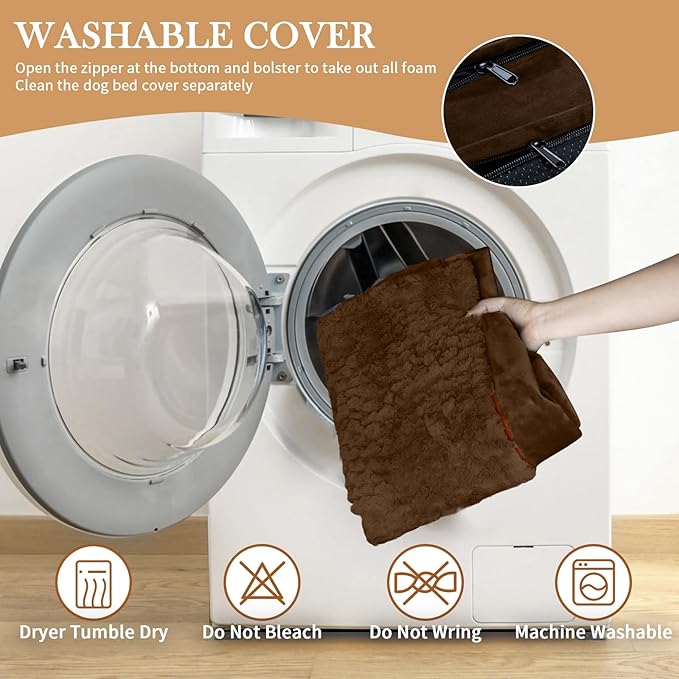 Comfort Expression Medium Dog Beds Waterproof Orthopedic Foam Dog Sofa Beds for Medium Large Dogs Comfy Pet Bed with Washable Removable Cover & Non-Slip Bottom(Medium,Chocolate Brown)-PawvioPets