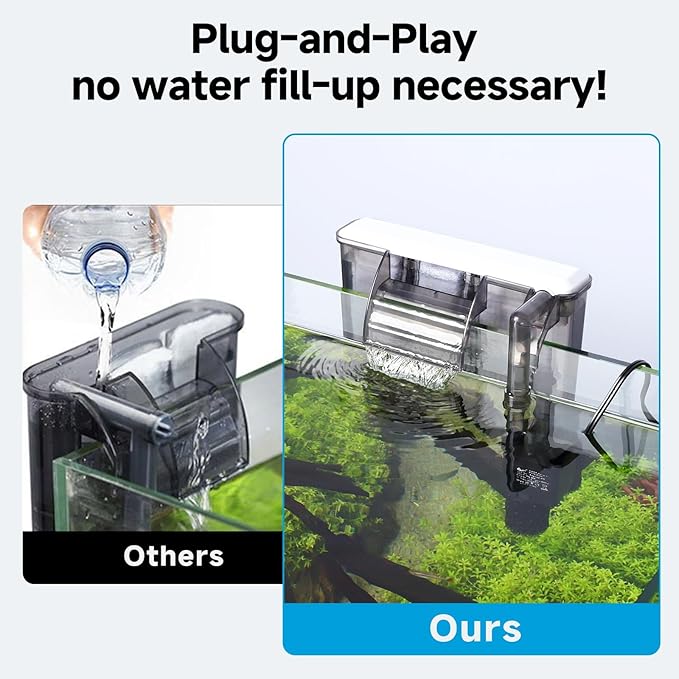 AQQA Quiet 20-30 Gallon Fish Tank Filters - Auto Start Hang on Back Aquarium Filter, 6W/ 8W Adjustable Flow, Deodorization Decontamination Filter System AQ168 (6W 158GPH)-PawvioPets
