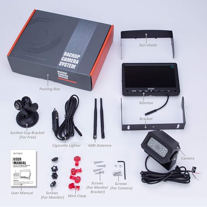 Digital Wireless Backup Camera Kit, 7 Inch Display and 720P HD Resolution, Wide Angle Rear View Camera with Night Vision, 190ft Wireless Reverse Camera System Suitable for Truck, Motorhome, 5th Wheel-PawvioPets