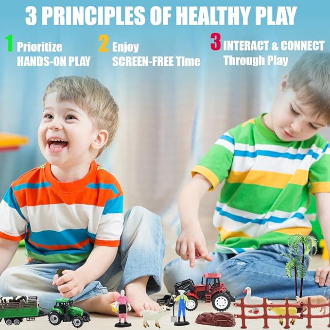 Farm Animals Figures Playset, 40 Pcs Farm Toy Tractor with Plastic Farm Animals Figurines, Farmer and Fence Farm Playset, Farm Figures Farmer Truck Toy with Trailer for Kids Boys Girls Toddlers 3+-PawvioPets