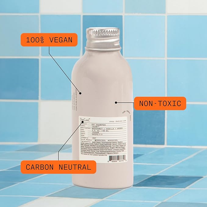 DedCool Pet Shampoo (01 Taunt, 16.9 oz) Tear-Free, for Sensitive Skin, Hypoallergenic, Dry Skin & Itch Relief, Deodorizing Shampoo & Conditioner for Dogs & Cats, Vegan, Clean, Non-Toxic-PawvioPets