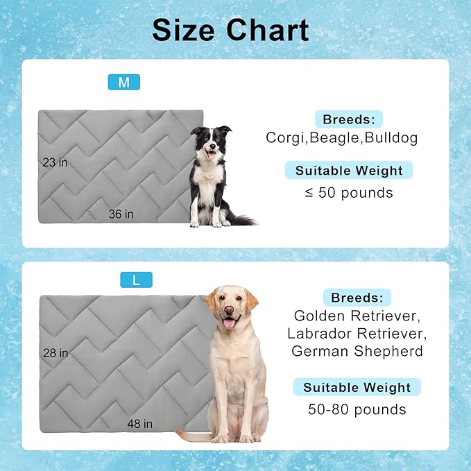 BEAUTYZOO Dog Cooling Mat for Large Dogs, 48"x28" Cooling Dog Bed Washable, Foldable Cat Ice Cool Pad for Summer, Reversible Pet Freeze Cushion Blanket for Kennel Cage Sofa Bed Floor Car Seat, Grey L-PawvioPets