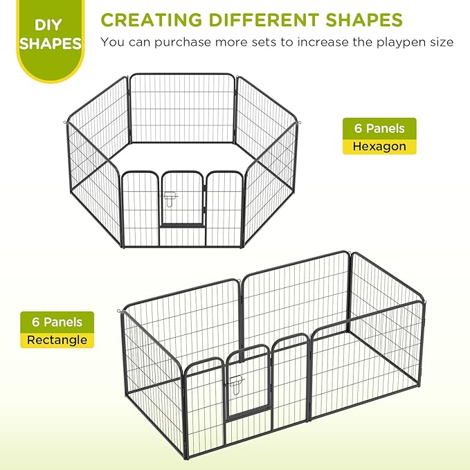 BestPet | Dog Playpen | 24 Inch, 6 Panels | Heavy Duty Metal Pet Exercise Pen | Indoor Outdoor Fence Panels | Rust-Resistant, Removable, Tool-Free Setup | Anti-Skid, Expandable Design-PawvioPets