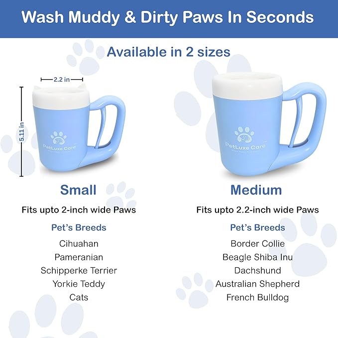 Dog Paw Cleaner for Small & Medium Dogs – Portable Paw Washer Cup with Soft Silicone Brush, Towel & Moisturizing Balm – Gently Cleans Muddy Paws After Walks (Blue, Small)-PawvioPets
