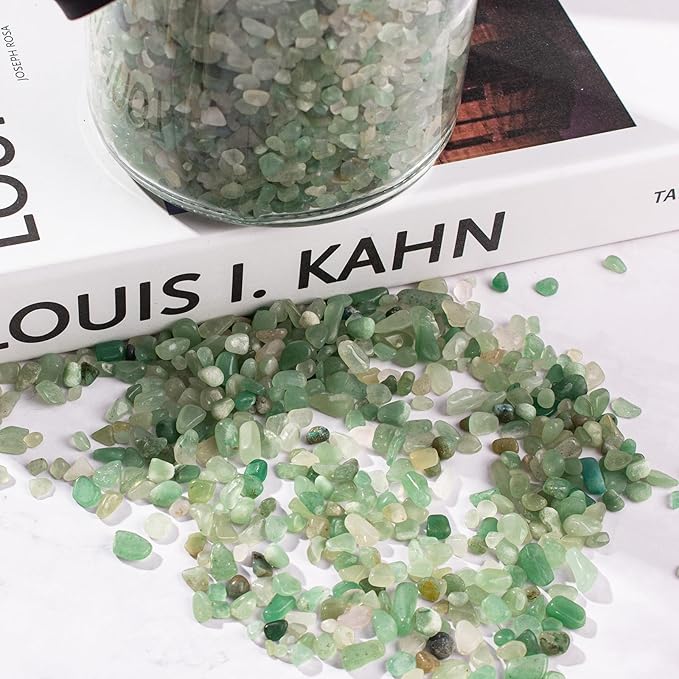 Crystal Chips Bulk Green Aventurine Crushed Quartz Stones Pebbles, 5-7mm Polished Tumbled Healing Crystal Chips Crushed Rocks Jade Pebbles for Aquarium, Garden and Home - 3 Lbs-PawvioPets
