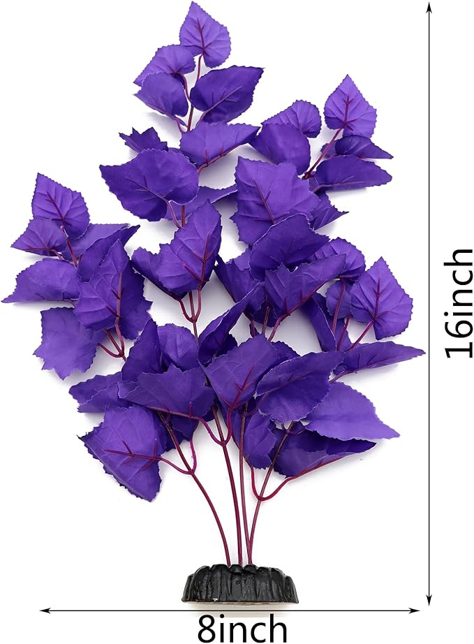 ALEGI Silk Aquarium Plants, 16 Inch Artificial Silk Plants Decorations for Fish Tank,Aquarium Décor Plastic Plants (Purple, 2 Pack)-PawvioPets