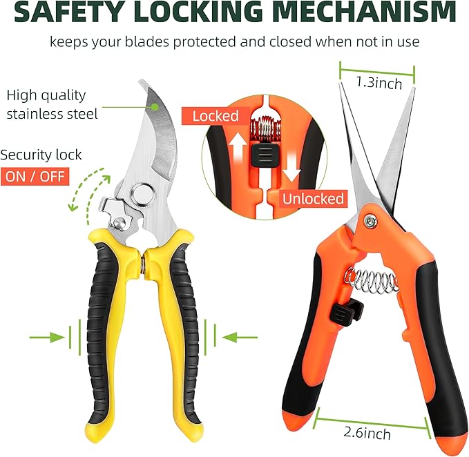 3-Pack Stainless Steel Pruning Shears, Pruning Snips and Clippers for Gardening-PawvioPets