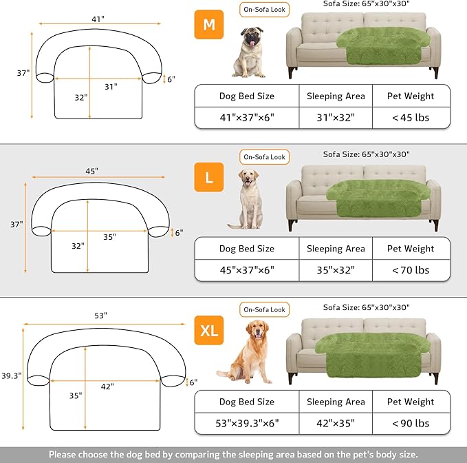 GGIB Calming Dog Bed Fluffy Plush Dog Mat for Furniture Protector with Removable Washable Cover for Large Medium Small Dogs and Cats (Large, Grass Green)-PawvioPets