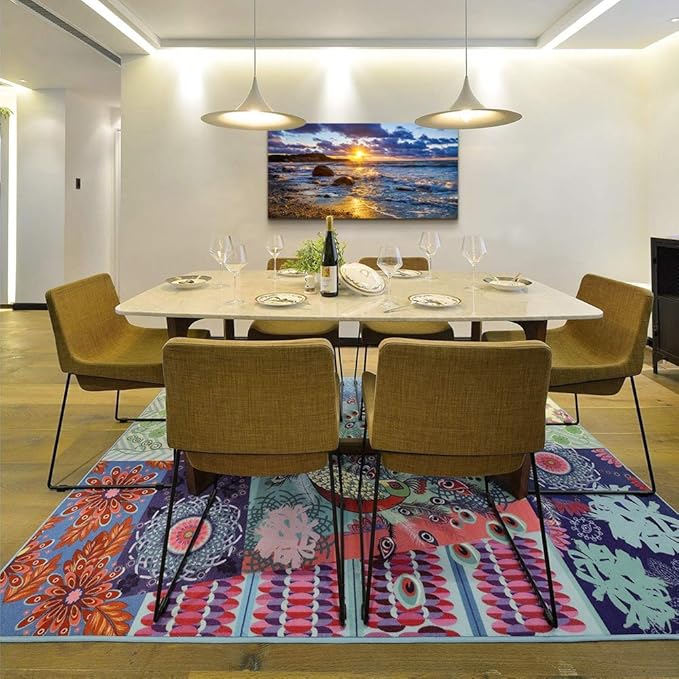 canvas wall art for living room bedroom Wall Decor blue ocean landscape painting Hang Home Decoration office bathroom kitchen sun beach sea golden Waves on the beach canvas art Prints pictures Works-PawvioPets