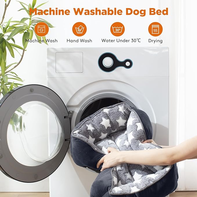 GASUR Medium Dog Beds for Medium Size Dogs, Orthopedic Dog Bed Sofa, Washable Pet Beds Cuddler Anti-Slip Bottom, Soft Calming Sleeping Warming Puppy Bed (M (30"x 24"x 9"), Black)-PawvioPets