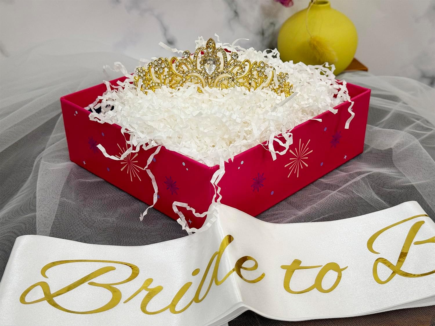 JETKONG 3 Pcs Bachelorette Party Decorations Bridal Shower Crown, Bride to Be Sash&Veil for Women Bachelorette Party Gifts, Bachelorette Party Supplies, Gifts, Favors (Gold)